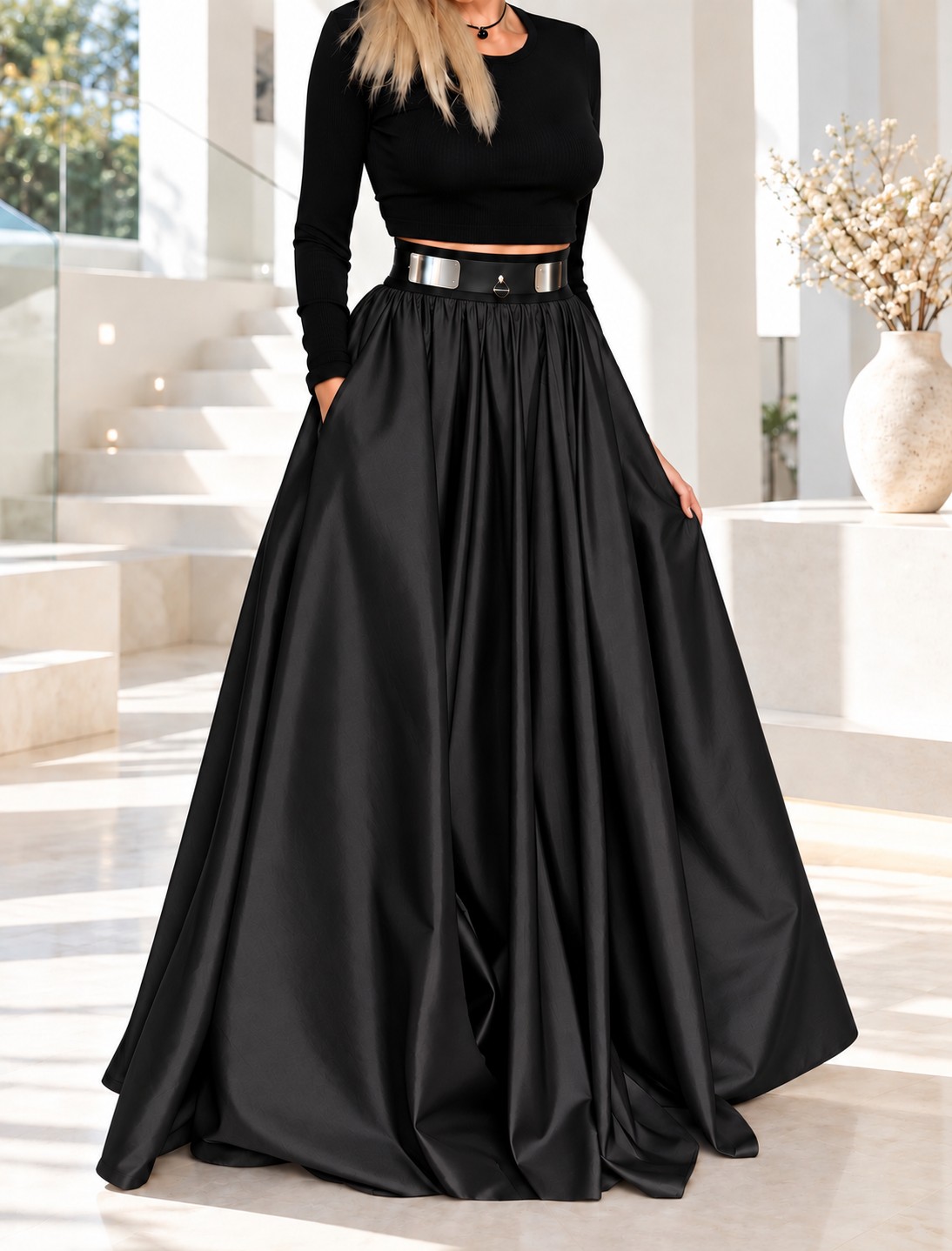Dlouhá společenská sukně BOROS SK-L-BLACK 05